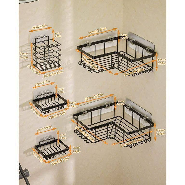 Ensemble d'étagères de salle de bain suspendues - 5 pièces