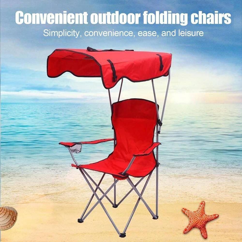 Chaise de camping avec parasol